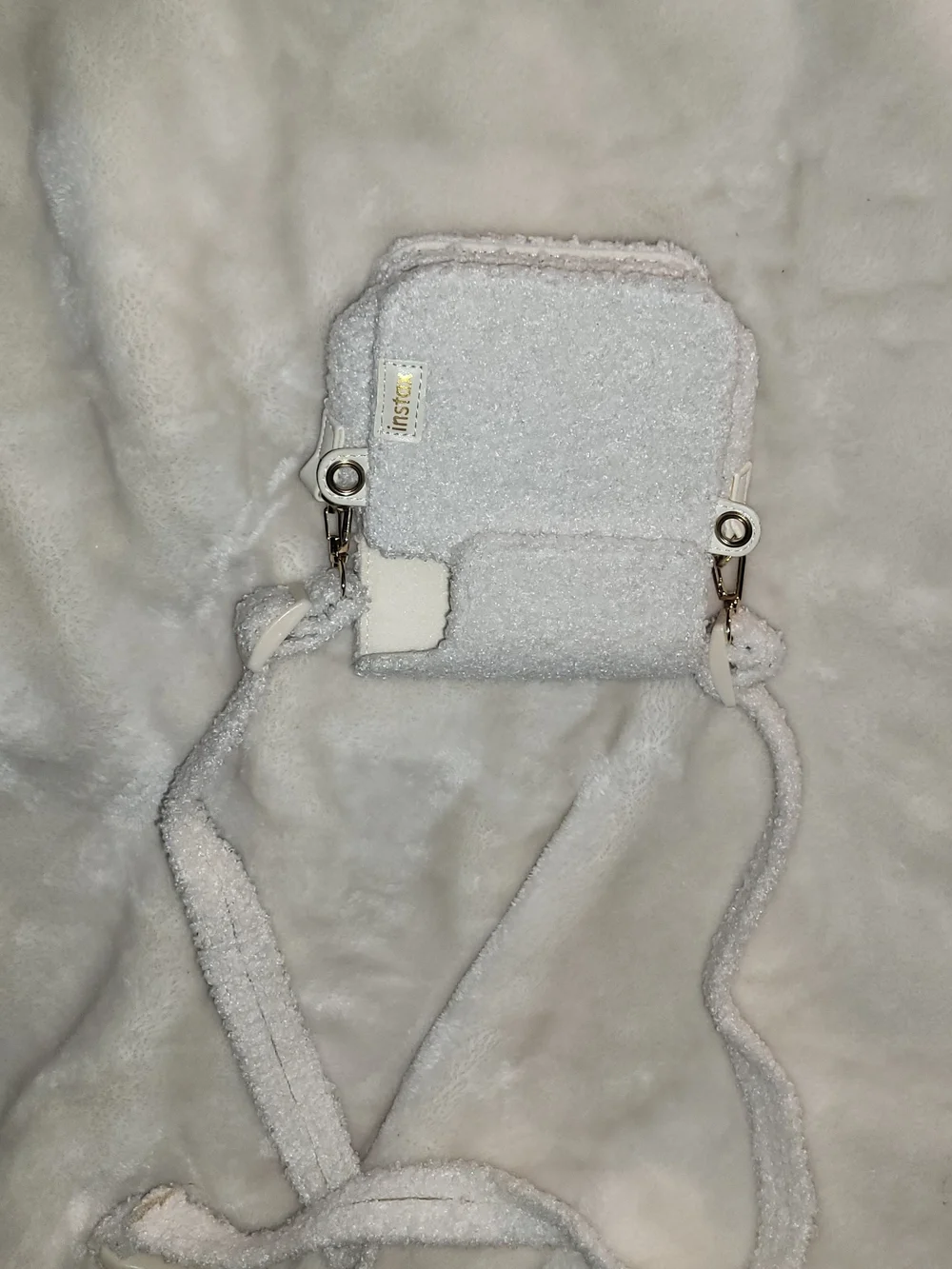 Fujifilm Cream Plush Camera-Style Phone Pouch with Strap